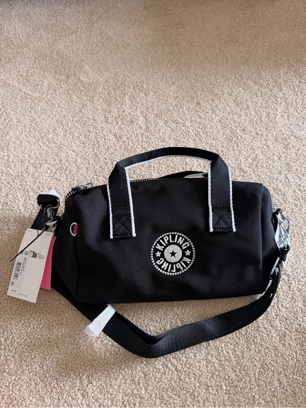 Kipling Black Duffel Bag with Pink Charm Accent - Picture 4 of 5